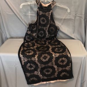 Black & Nude-tone Cocktail Dress